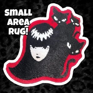 Gothic Black and Red Cat Rug